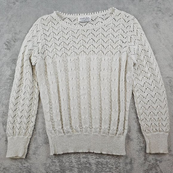 Vintage Cuddle Knit Sweater Women's Small Gray Open Delicate Cottagecore 70's - Picture 4 of 7